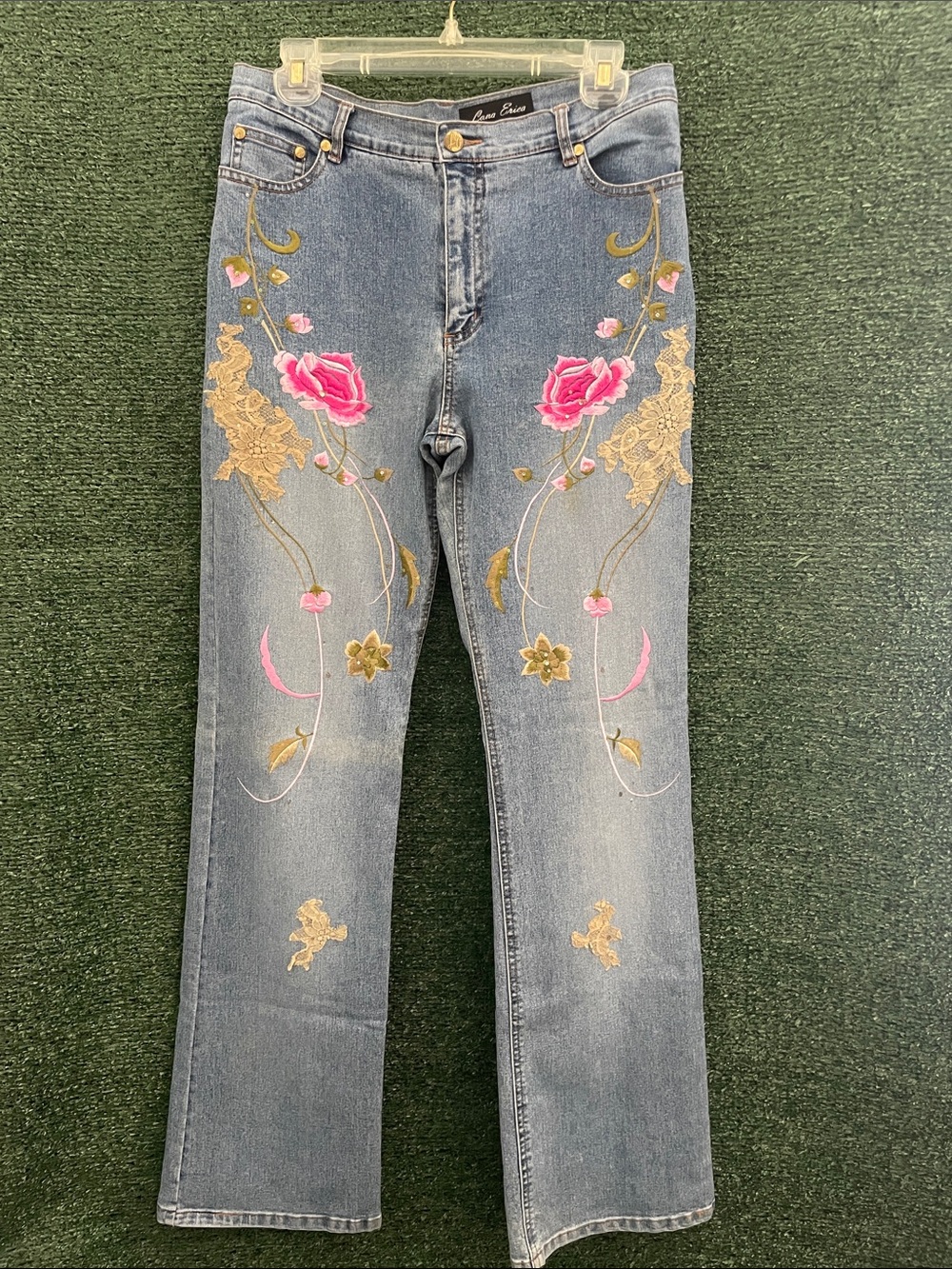 Lana Erica Romantic Floral Embroidered Denim Women’s size 8 Lace Y2K